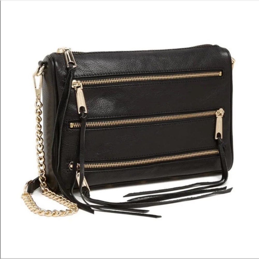 Rebecca Minkoff 3 Zipper Black Studded Crossbody Purse
